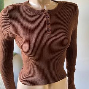 Forever 21 brown henley button top